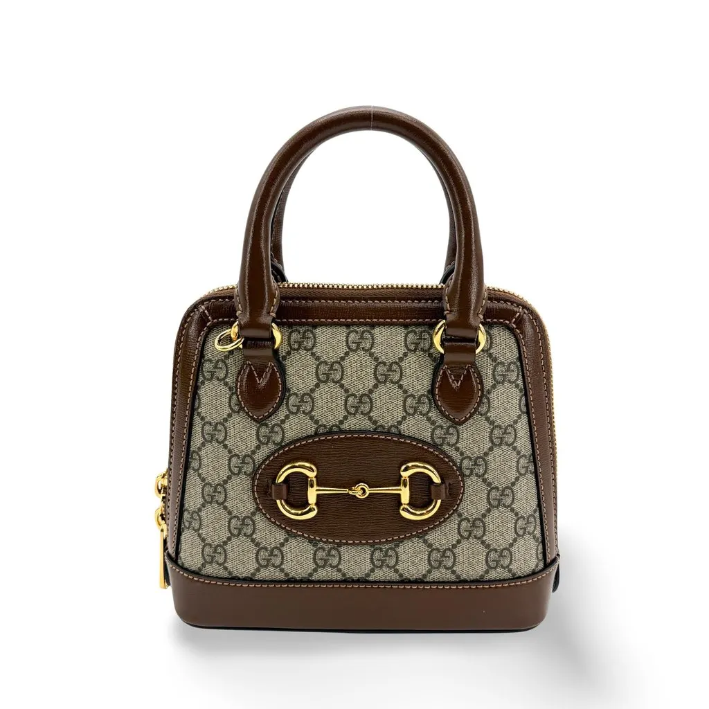 Gucci Horsebit 1955 Mini Top Handle Bag Brown Beige Canvas Very good - Front View