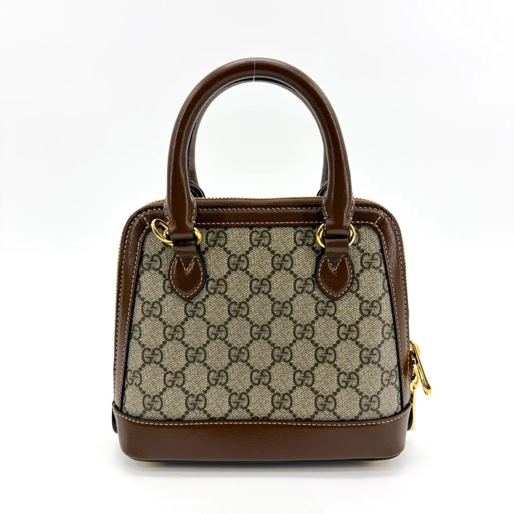 Gucci Horsebit 1955 Mini Top Handle Bag Brown Beige Canvas Very good - Inside View