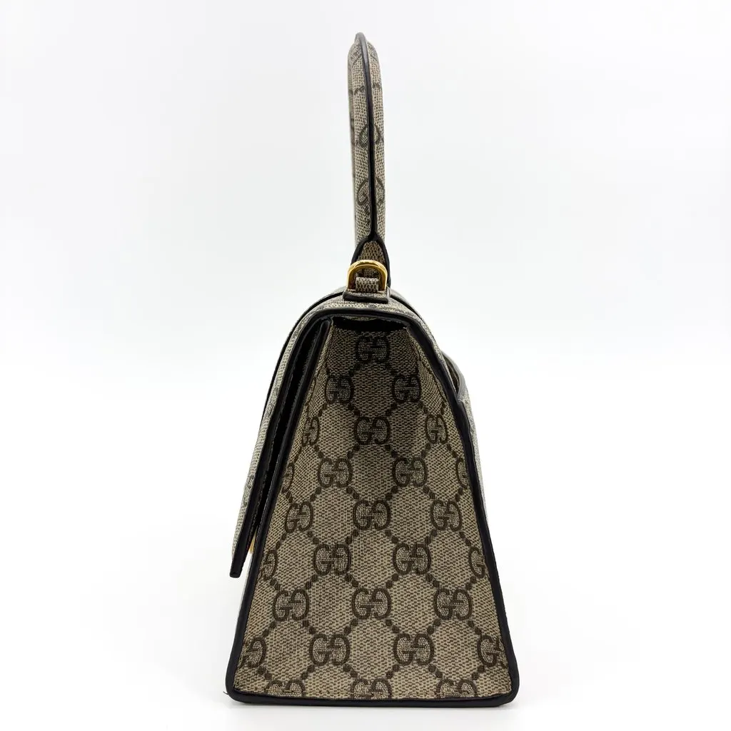 Gucci Balenciaga x Gucci The Hacker Project Hourglass Small Handbag Beige Ebony Beige Canvas Very good - Model View