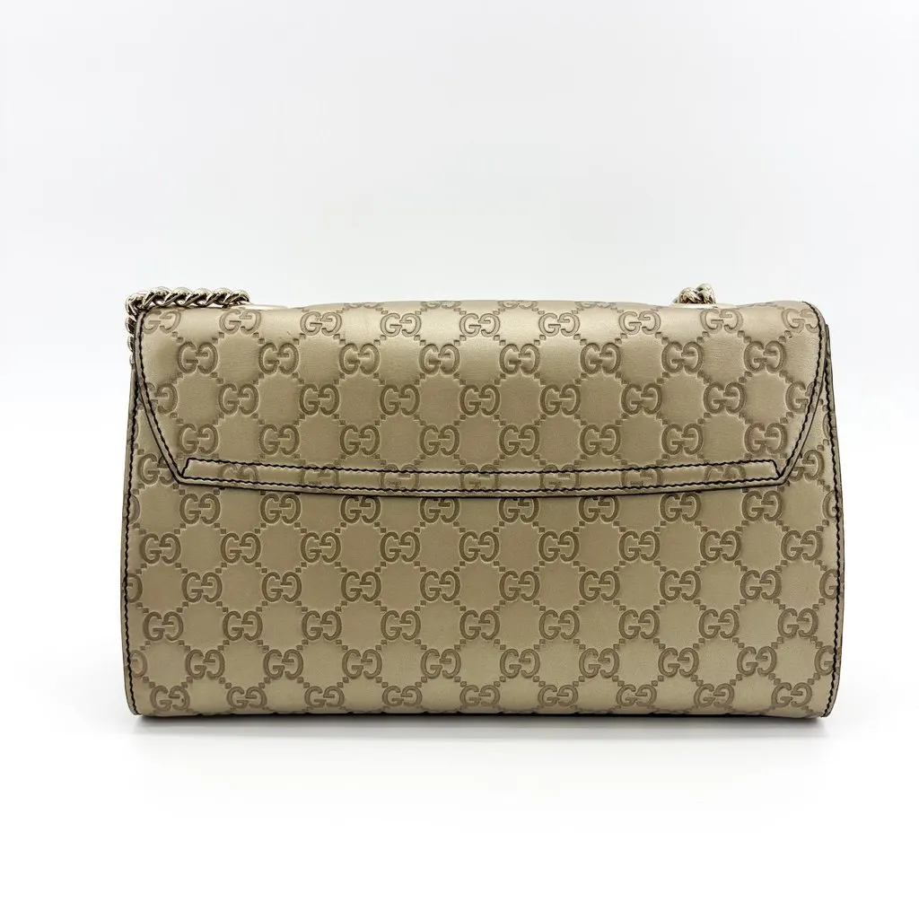 Gucci Emily Guccisima Chain Shoulder Bag Gold Gold Leather Very good - Inside View