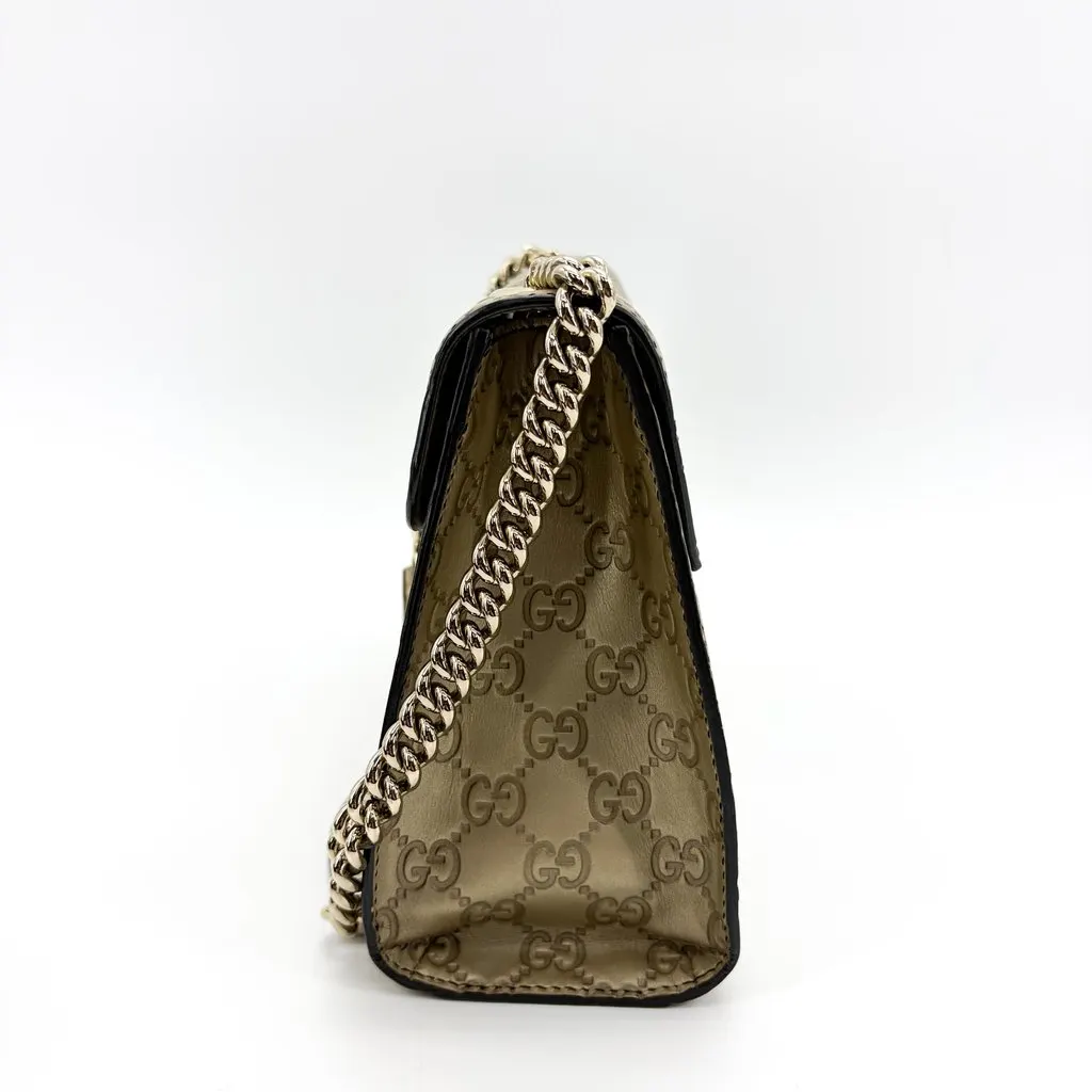 Gucci Emily Guccisima Chain Shoulder Bag Gold Gold Leather Very good - Model View