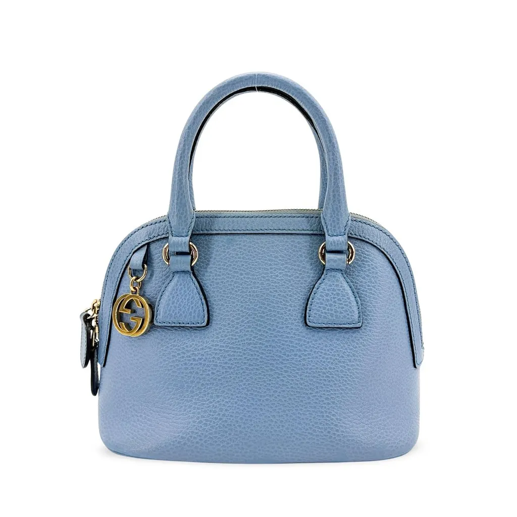 Gucci Dollar Carp Mini Dome Backlight Blue Blue Leather Good - Front View