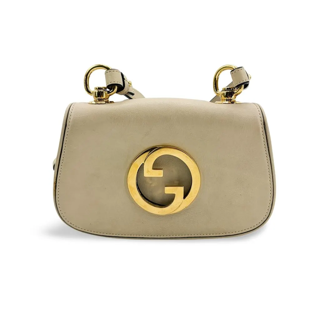 Gucci Blondie Small Shoulder Bag Beige Beige Leather Fair - Front View