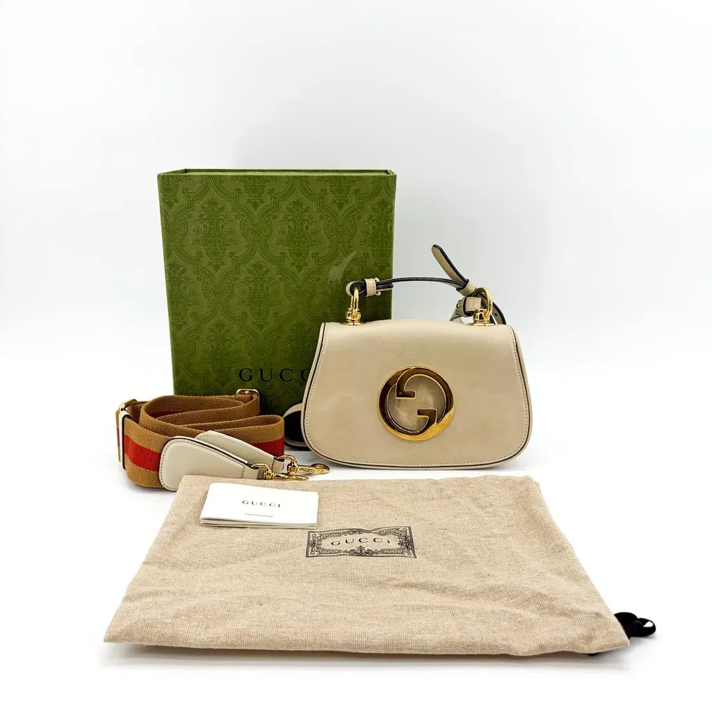 Gucci Blondie Small Shoulder Bag Beige Beige Leather Fair - Back View