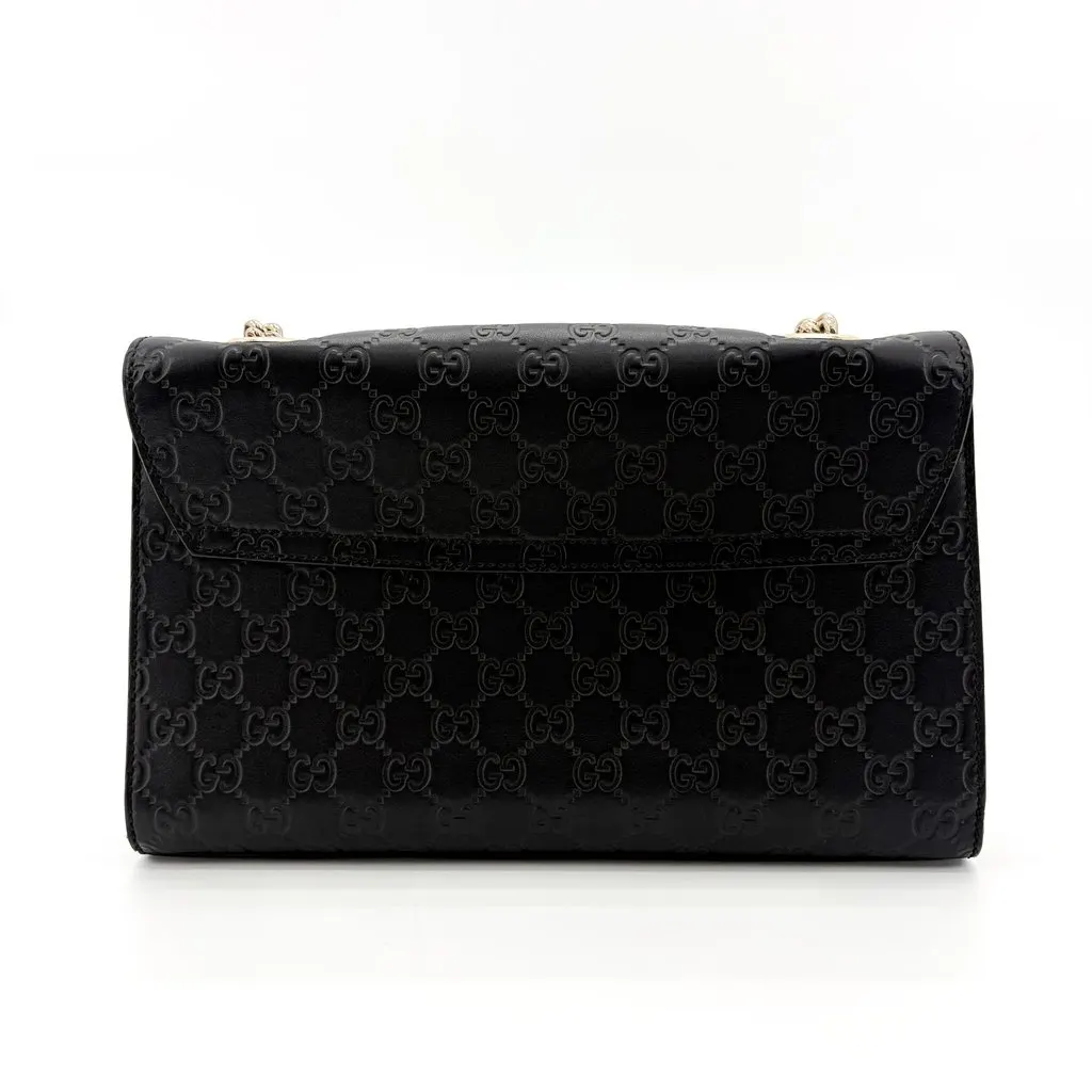 Gucci Guccisima Leather Horsebit Tassel Shoulder Bag Black Black Leather Good - Back View