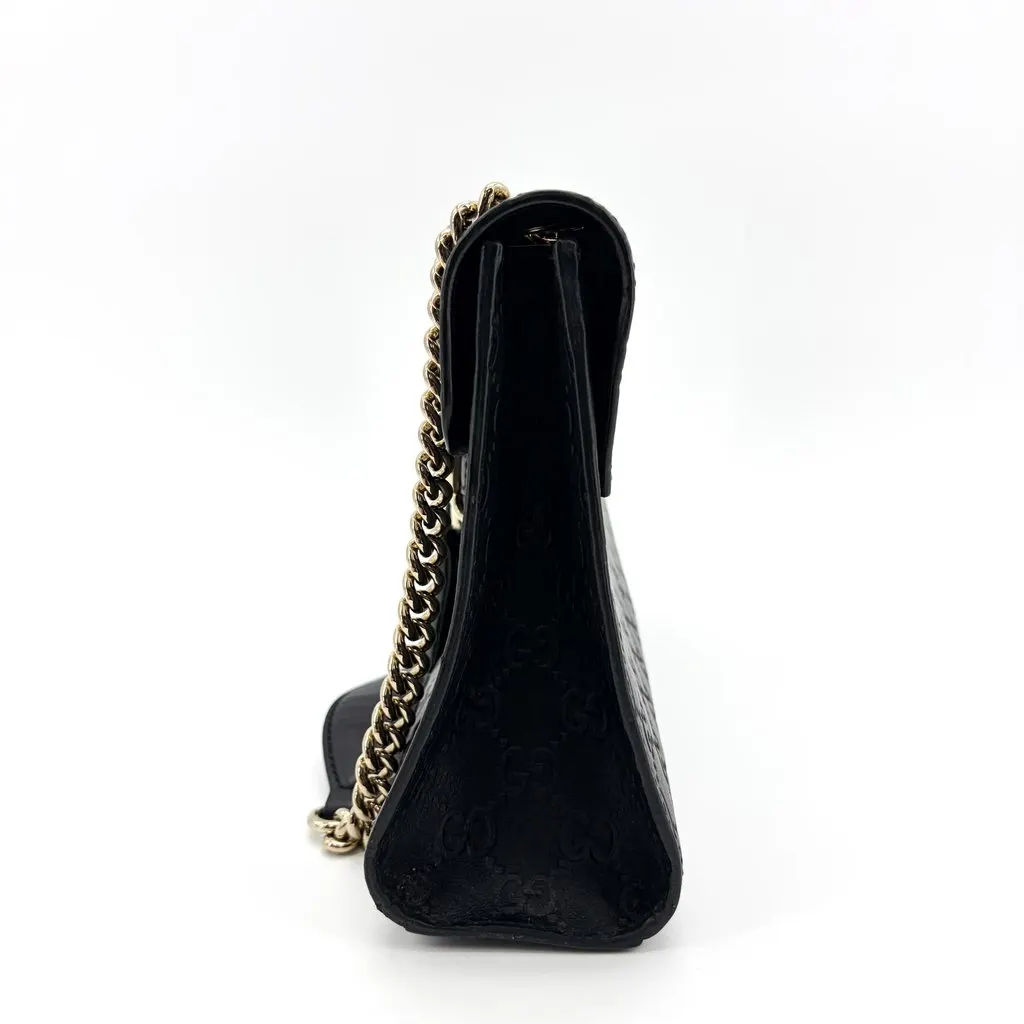 Gucci Guccisima Leather Horsebit Tassel Shoulder Bag Black Black Leather Good - Inside View
