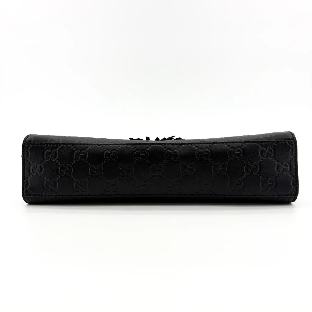 Gucci Guccisima Leather Horsebit Tassel Shoulder Bag Black Black Leather Good - Box View