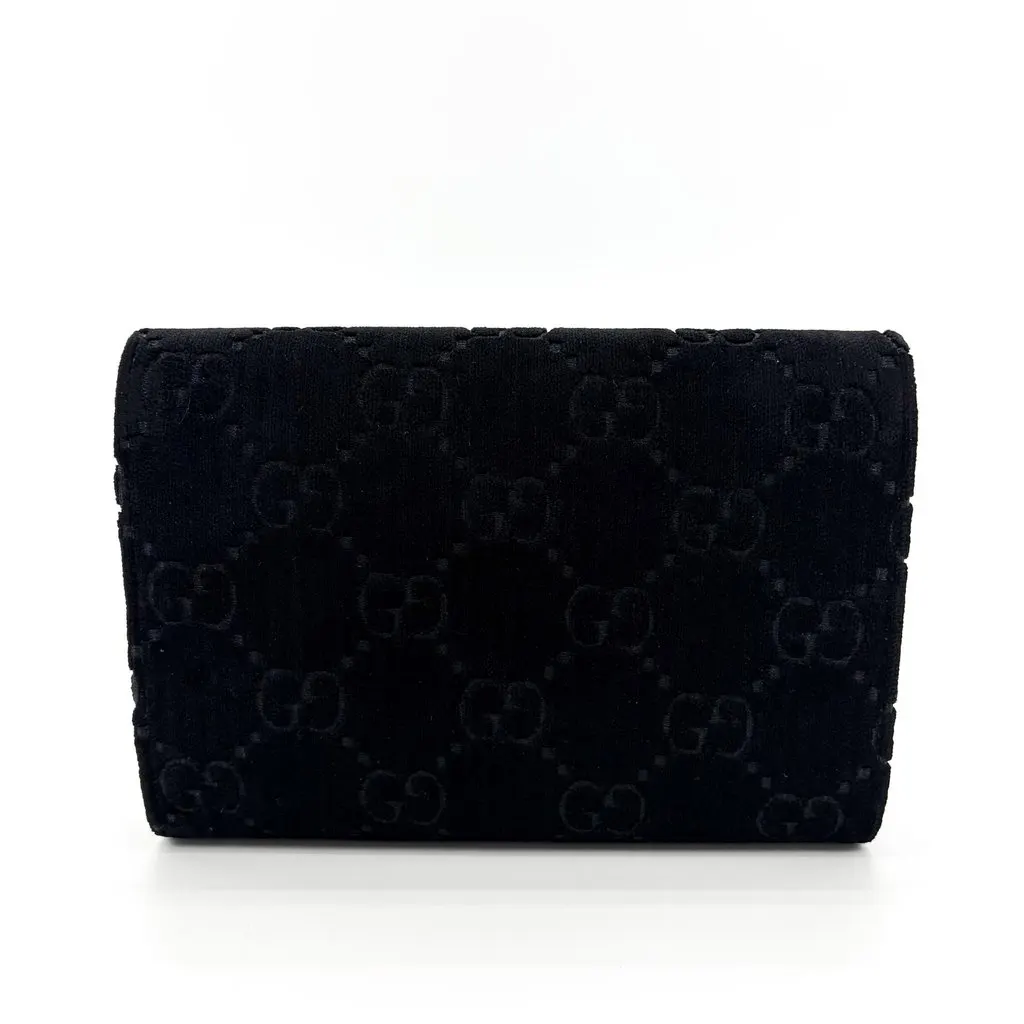 Gucci Dionysus Super Mini GG Velvet Shoulder Bag Black Black Velvet Very good - Back View