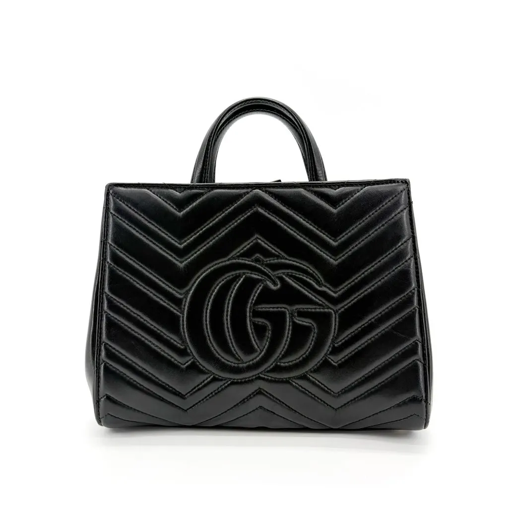 Gucci GG Marmont Matelassé Small Tote Bag Black Black Leather Very good - Inside View