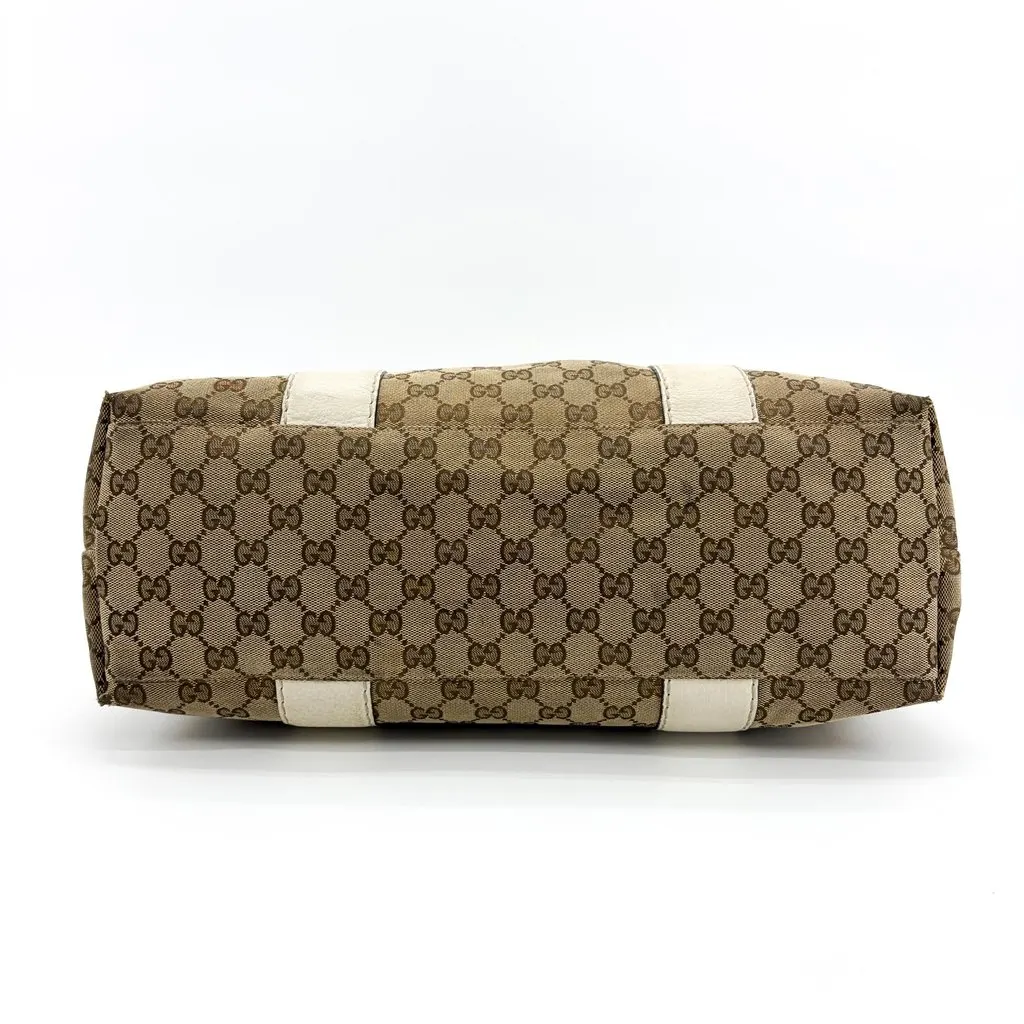 Gucci GG Canvas Bamboo Tote Bag White Beige Canvas Fair - Box View