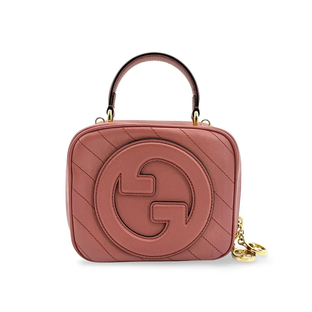 Gucci Blondie Small Matelassé Top Handle Bag Pink Pink Leather Very good - Front View