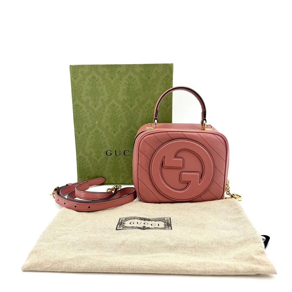Gucci Blondie Small Matelassé Top Handle Bag Pink Pink Leather Very good - Back View