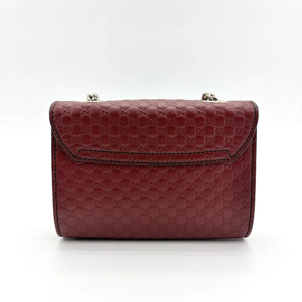 Gucci Microguccissima Emily Mini Chain Shoulder Bag Burgundy Leather Good - Inside View