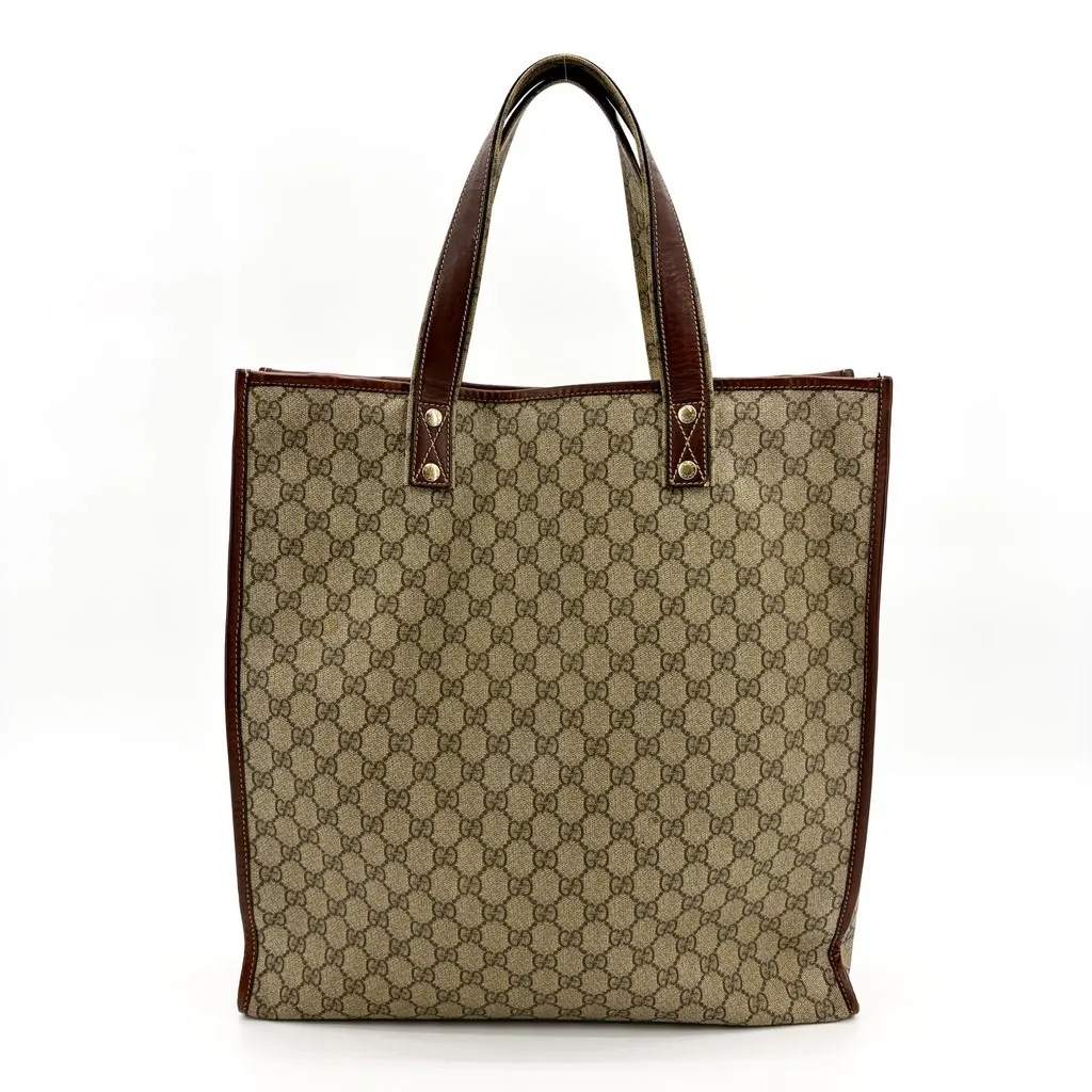 Gucci GG Supreme Web Vintage Tote Bag Brown Beige Canvas Fair - Inside View