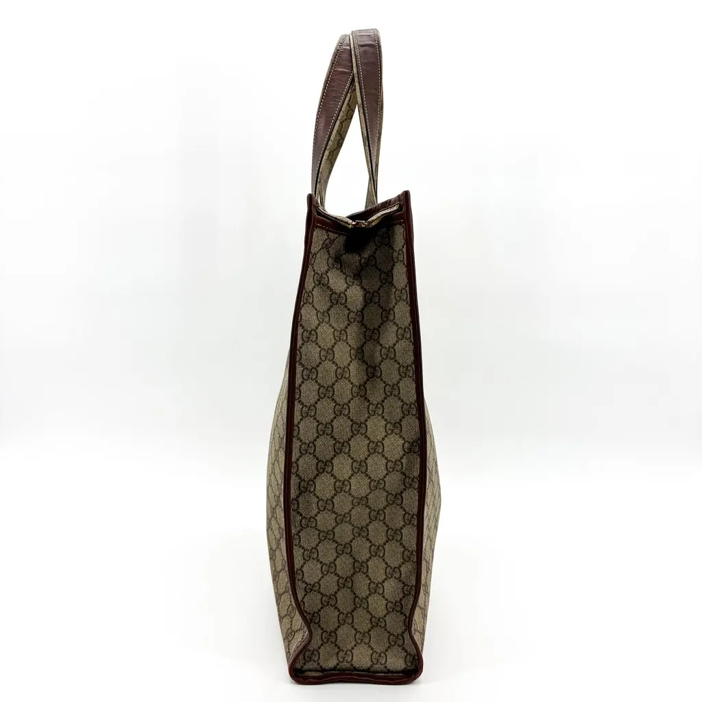 Gucci GG Supreme Web Vintage Tote Bag Brown Beige Canvas Fair - Model View