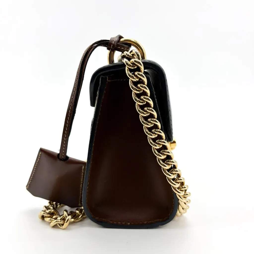 Gucci Padlock Small GG Supreme Shoulder Bag Black Beige Canvas Very good - Model View
