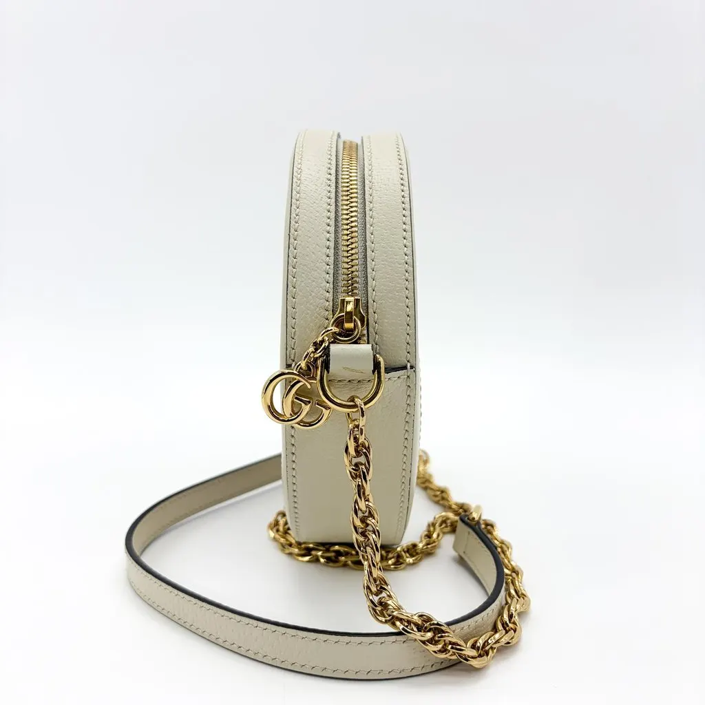 Gucci Ophidia Round Mini Shoulder Bag White Gold Leather Good - Box View