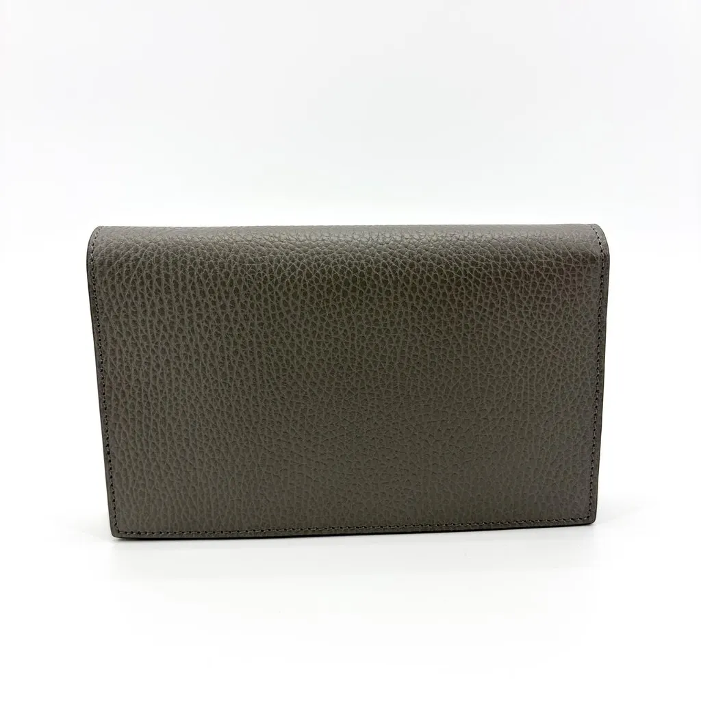 Gucci Interlocking G Chain Shoulder Bag Dark Gray Gold Leather Fair - Inside View