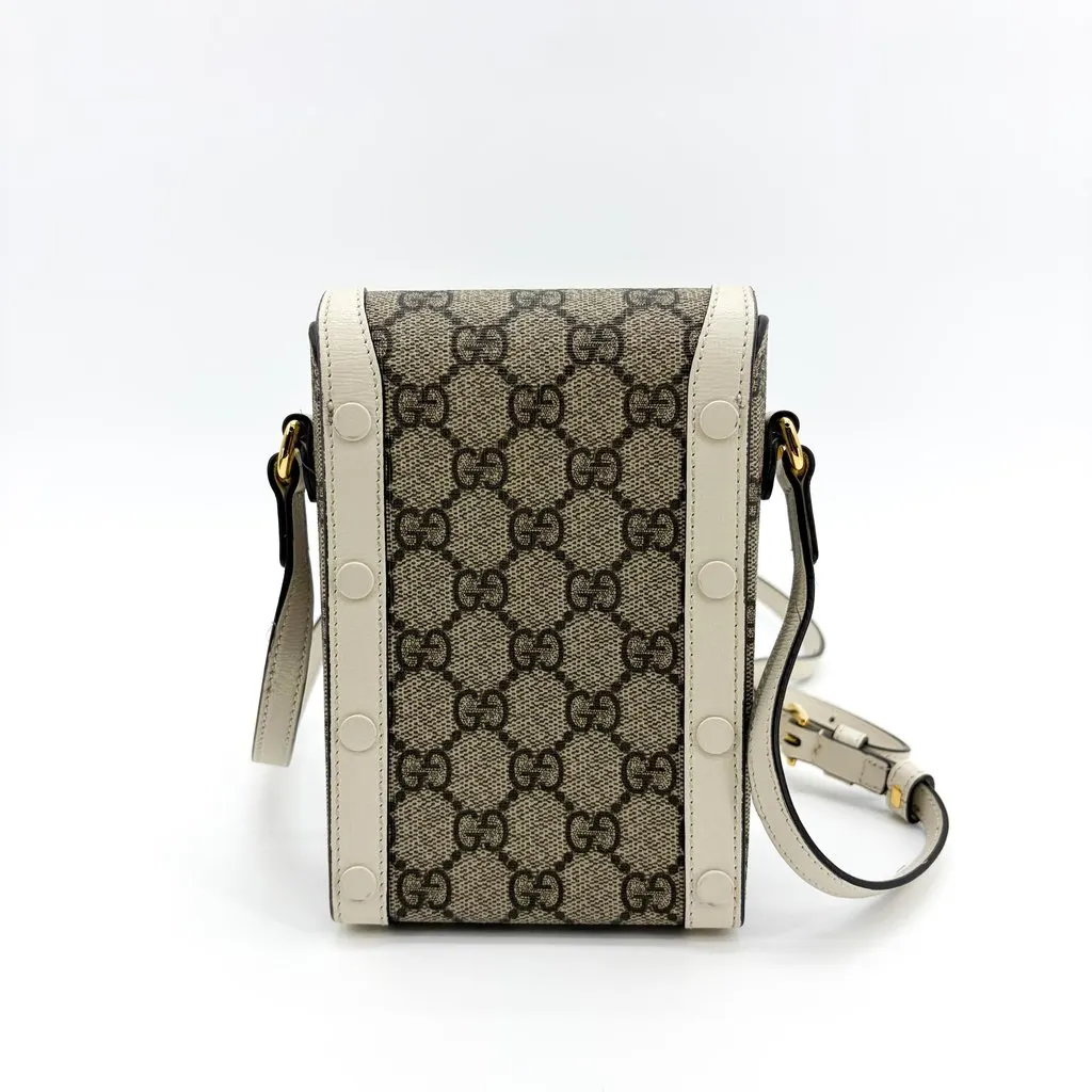 Gucci Horsebit 1955 Mini Bag GG Supreme White Beige Canvas Good - Inside View