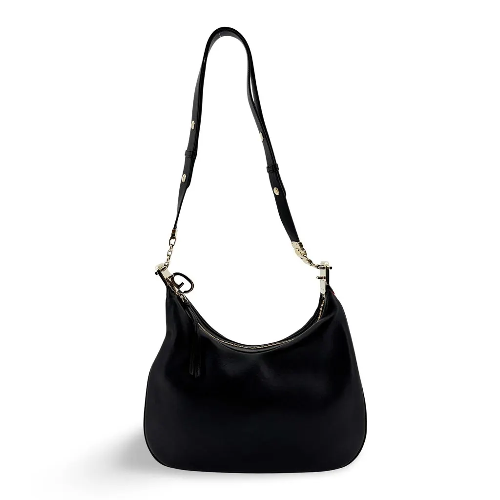 Gucci Attache Black Shoulder Bag Black Leather Good - Front View