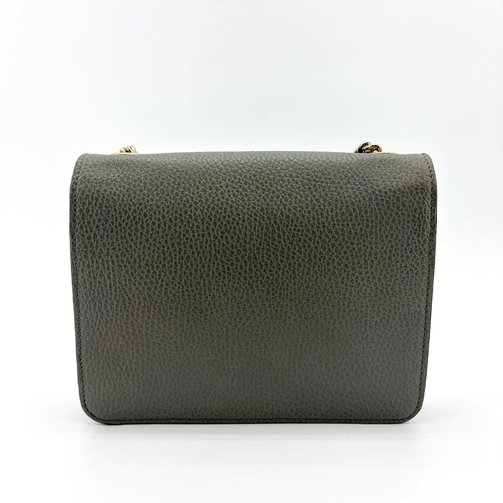 Gucci Interlocking G Chain Shoulder Bag Gray Gold Leather Fair - Back View