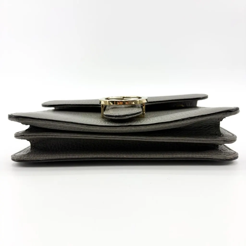 Gucci Interlocking G Chain Shoulder Bag Gray Gold Leather Fair - Box View