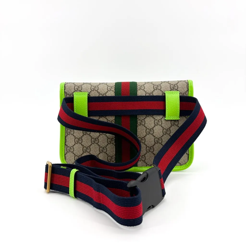 Gucci Ophidia GG Supreme Neon Green Belt Bag Beige Canvas Very good - Inside View