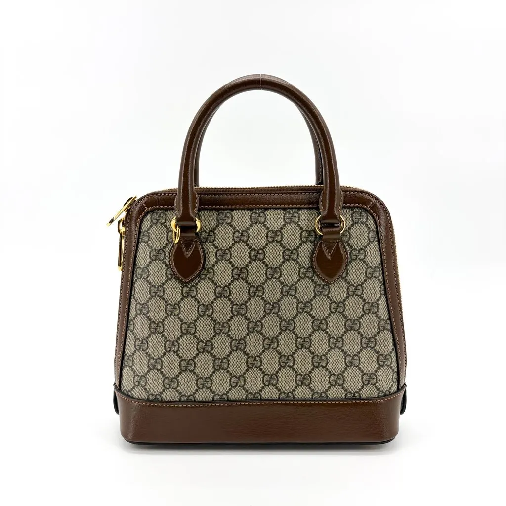 Gucci Horsebit 1955 Small Top Handle Bag Brown Beige Canvas Very good - Inside View