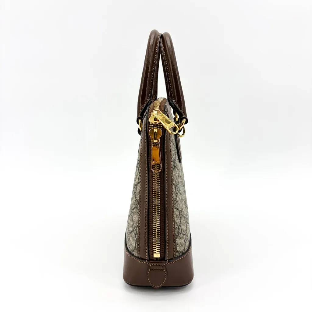 Gucci Horsebit 1955 Small Top Handle Bag Brown Beige Canvas Very good - Model View