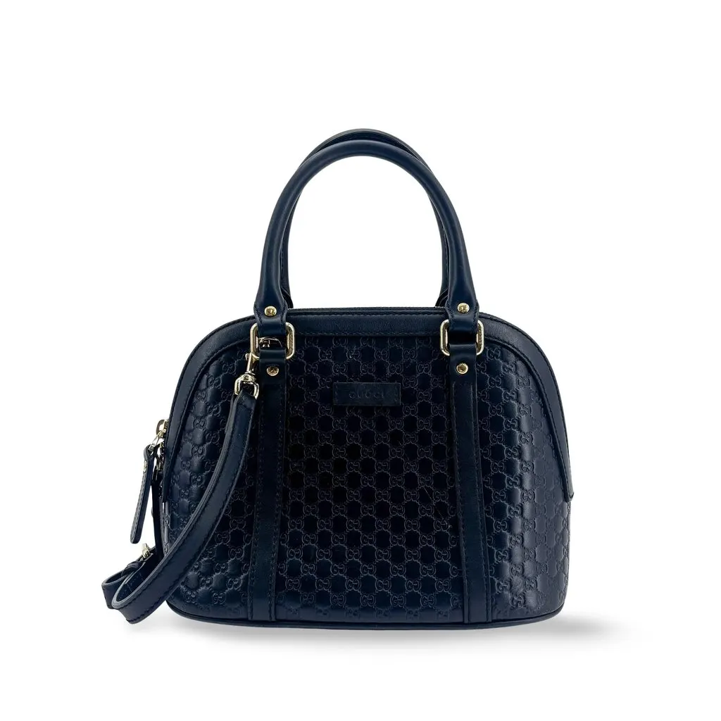 Gucci Microguccissima Mini Dome Shoulder Bag Navy Navy Leather Good - Front View