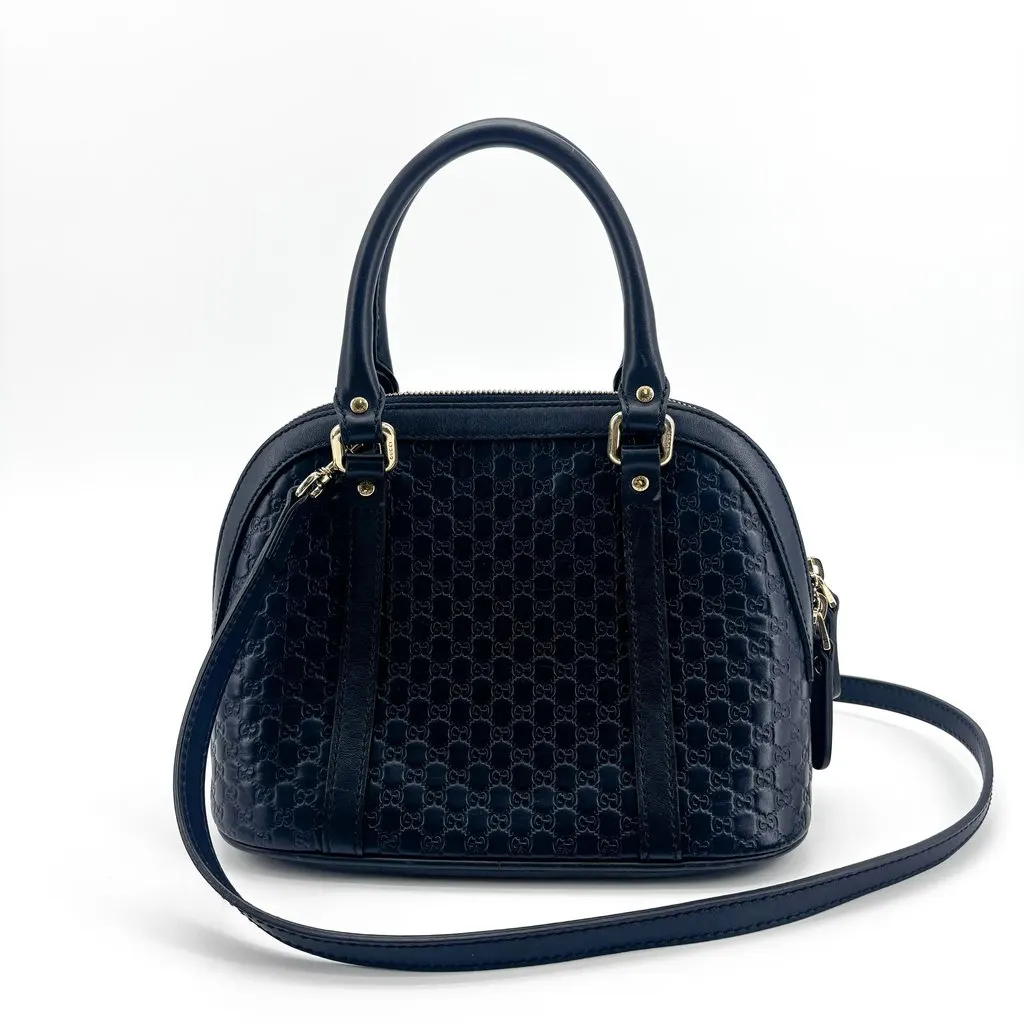 Gucci Microguccissima Mini Dome Shoulder Bag Navy Navy Leather Good - Inside View