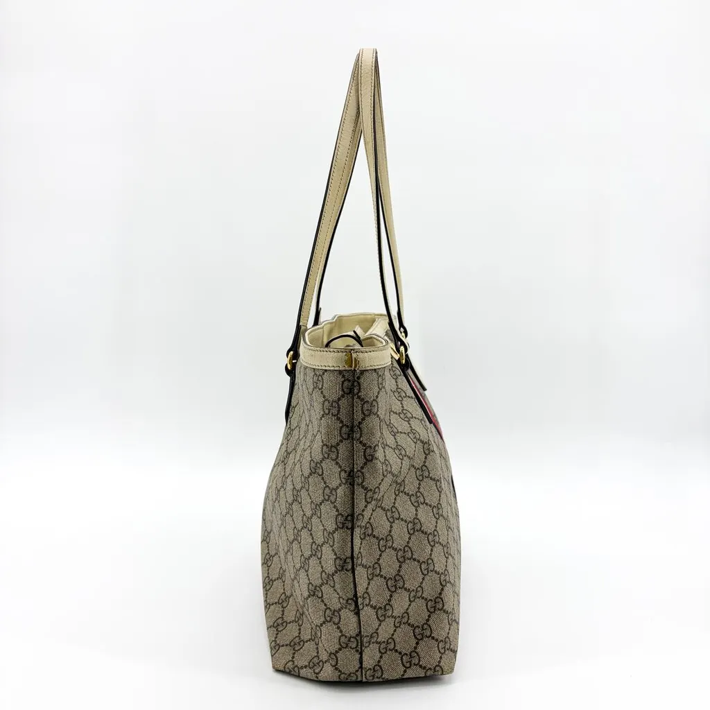 Gucci Ophidia GG Medium Tote Bag White Beige Canvas Fair - Box View