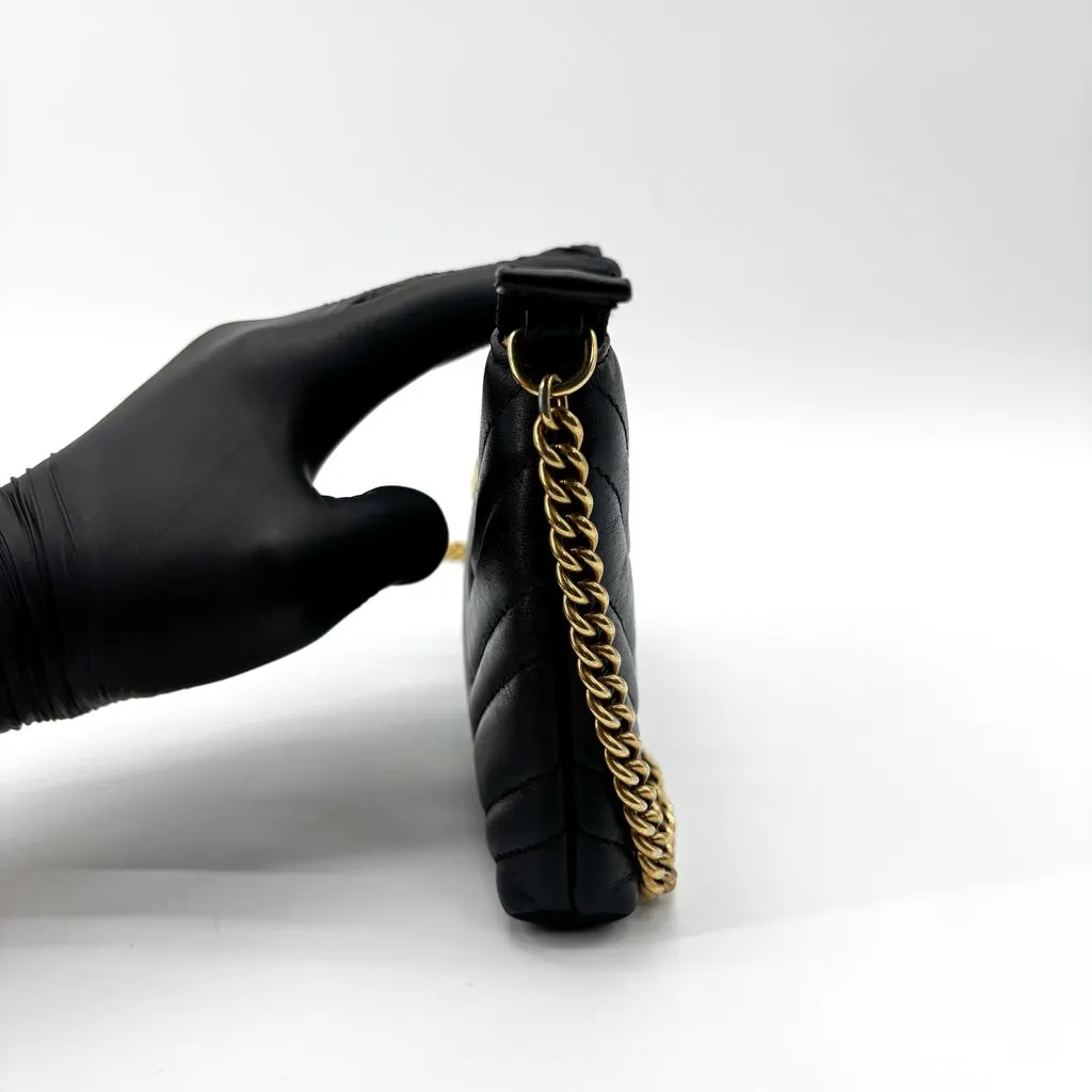 Gucci GG Marmont Matelasse Mini Chain Bag Black Black Leather Good - Inside View