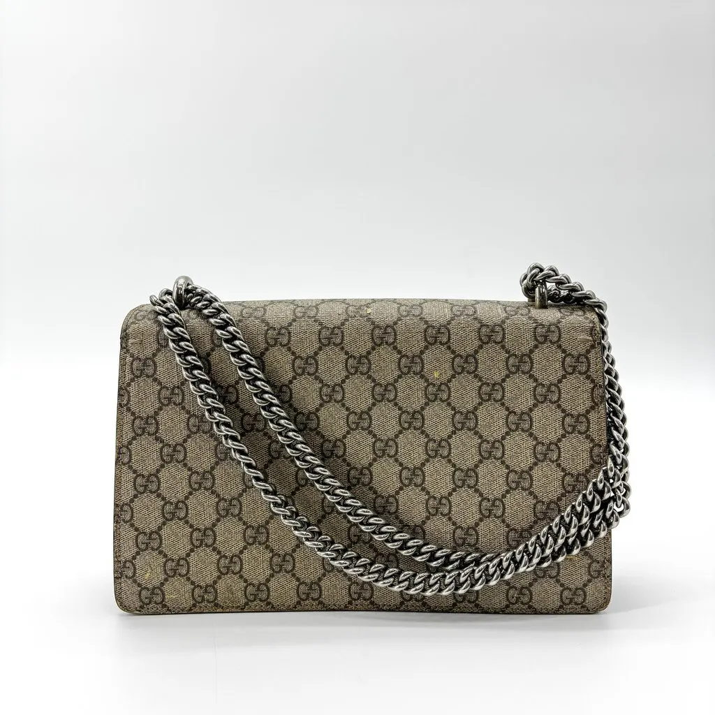 Gucci Dionysus Small GG Shoulder Bag Beige Burgundy Beige Canvas Very good - Back View