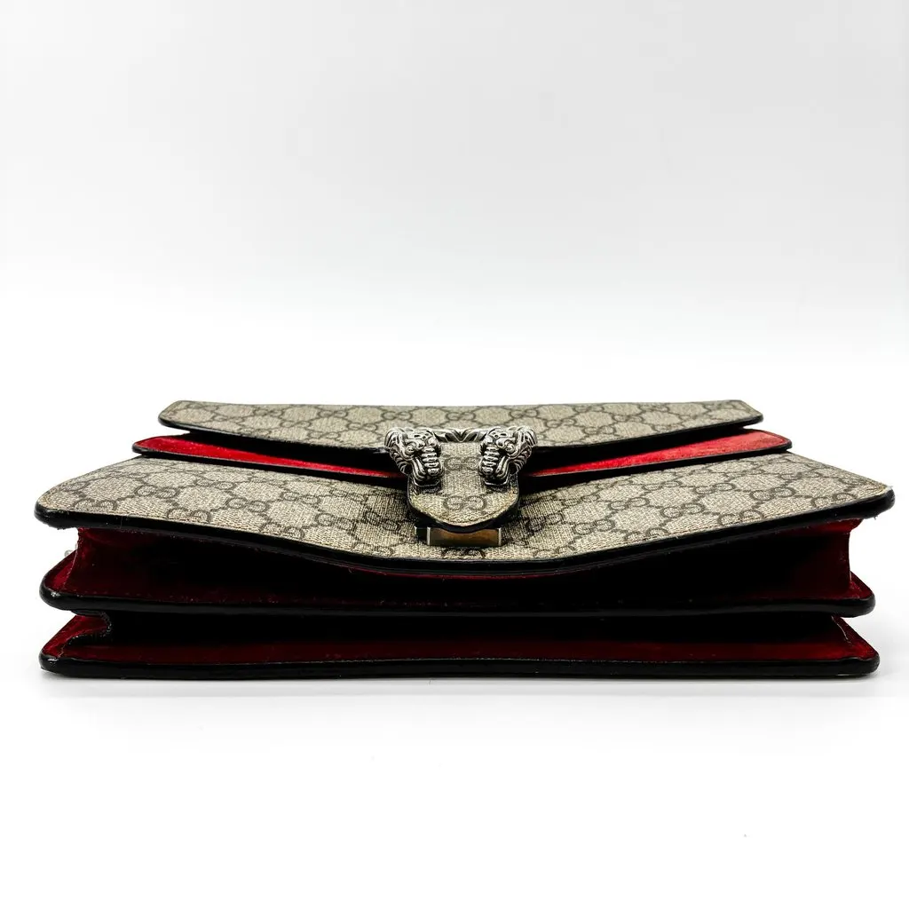 Gucci Dionysus Small GG Shoulder Bag Beige Burgundy Beige Canvas Very good - Box View