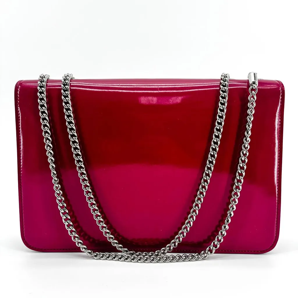 Gucci Blondie Medium Shoulder Bag Red Silver Hardware Red Leather Good - Back View