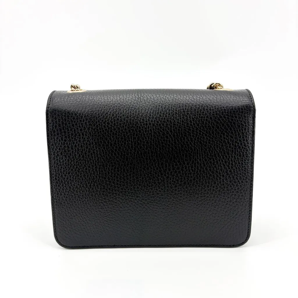 Gucci Interlocking G Chain Shoulder Bag Small Black Black Leather Good - Back View
