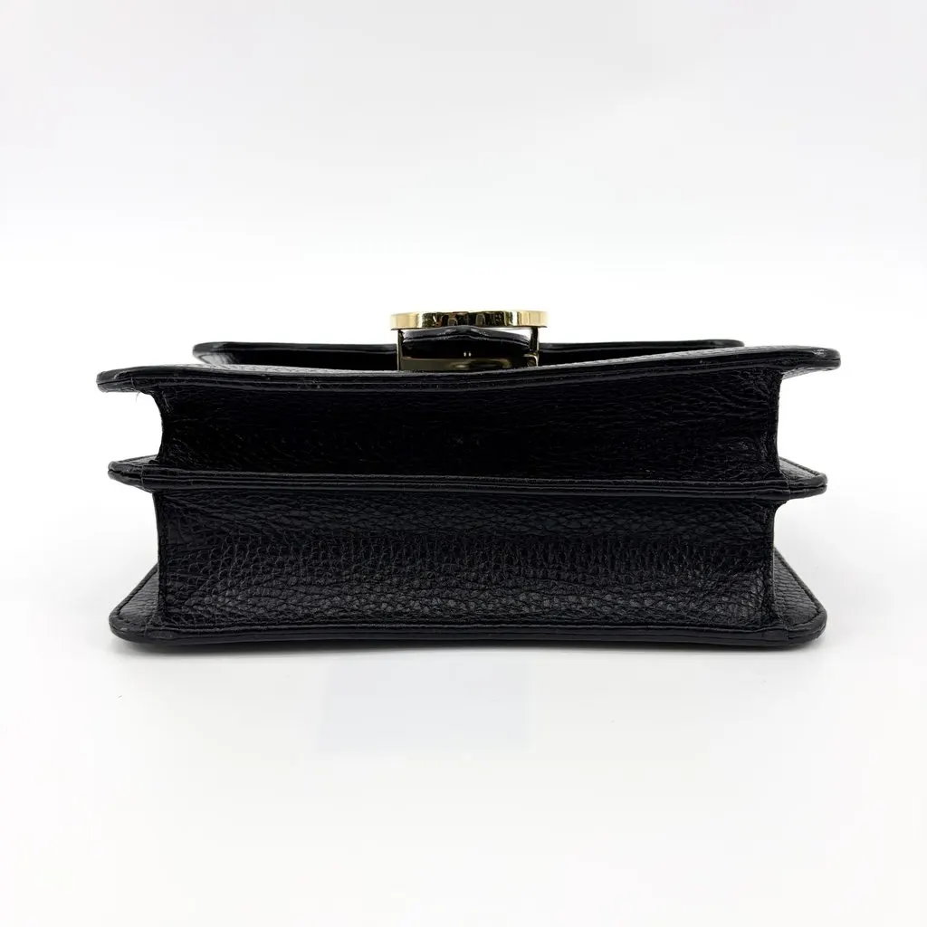 Gucci Interlocking G Chain Shoulder Bag Small Black Black Leather Good - Box View