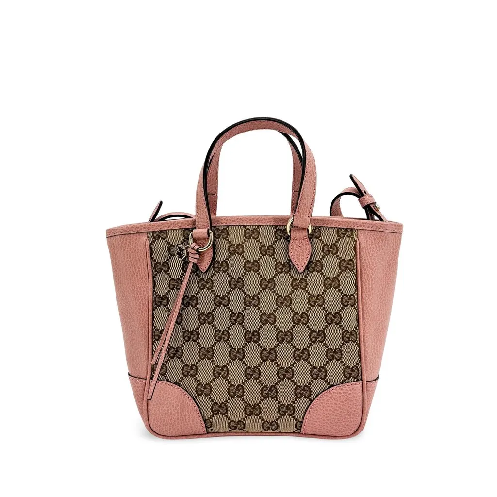 Gucci Bree GG Canvas Small Tote Bag Pink Beige Canvas Good - Front View