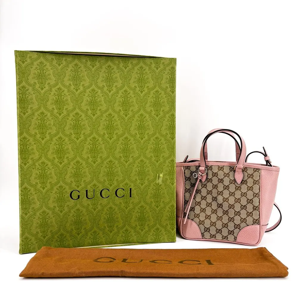 Gucci Bree GG Canvas Small Tote Bag Pink Beige Canvas Good - Back View