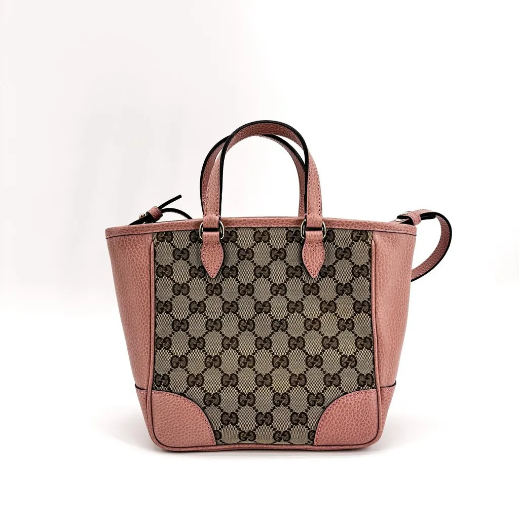 Gucci Bree GG Canvas Small Tote Bag Pink Beige Canvas Good - Inside View