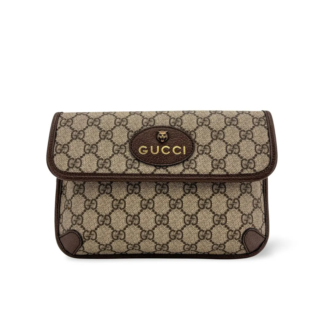 Gucci Neo Vintage GG Supreme Belt Bag Brown Beige Canvas Good - Front View