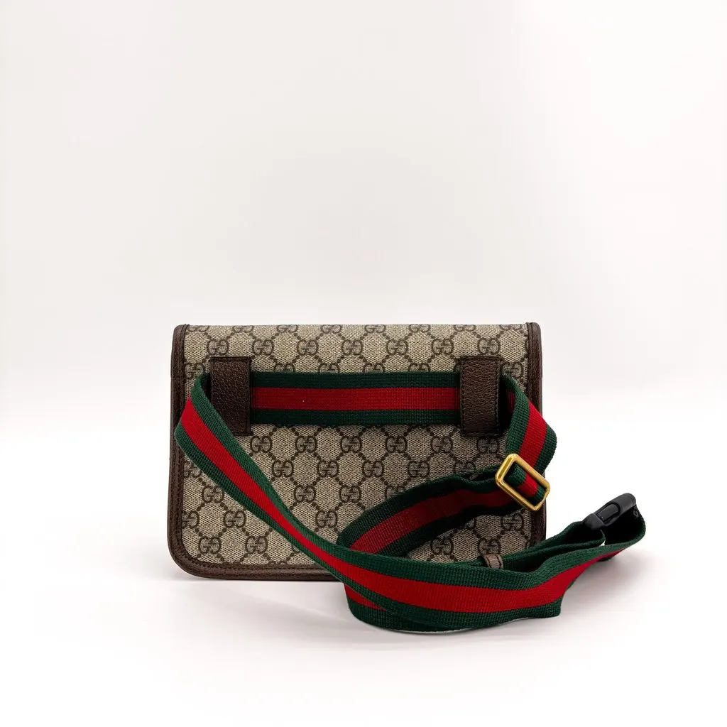 Gucci Neo Vintage GG Supreme Belt Bag Brown Beige Canvas Good - Back View
