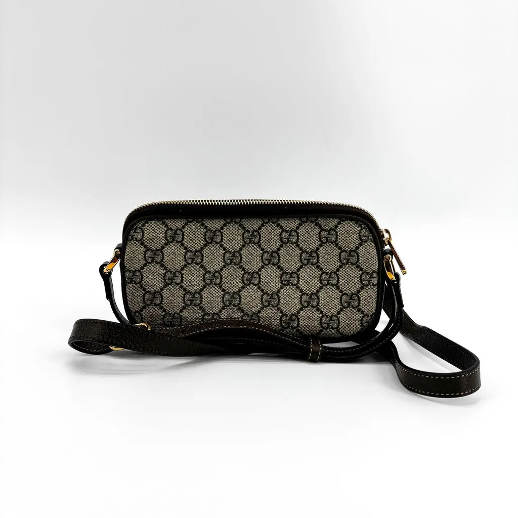 Gucci Ophidia GG Small Shoulder Bag Black Black Canvas Good - Back View