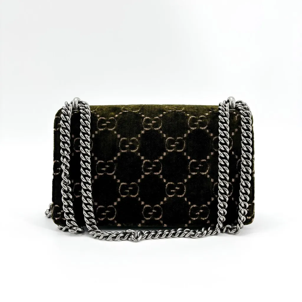 Gucci Dionysus GG Velvet Mini Shoulder Bag Dark Green Black Velvet Very good - Inside View