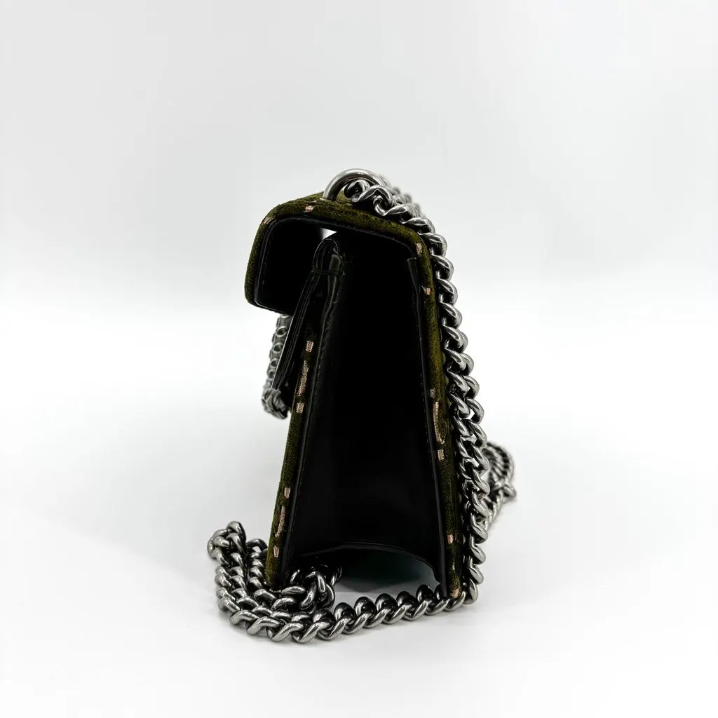 Gucci Dionysus GG Velvet Mini Shoulder Bag Dark Green Black Velvet Very good - Model View