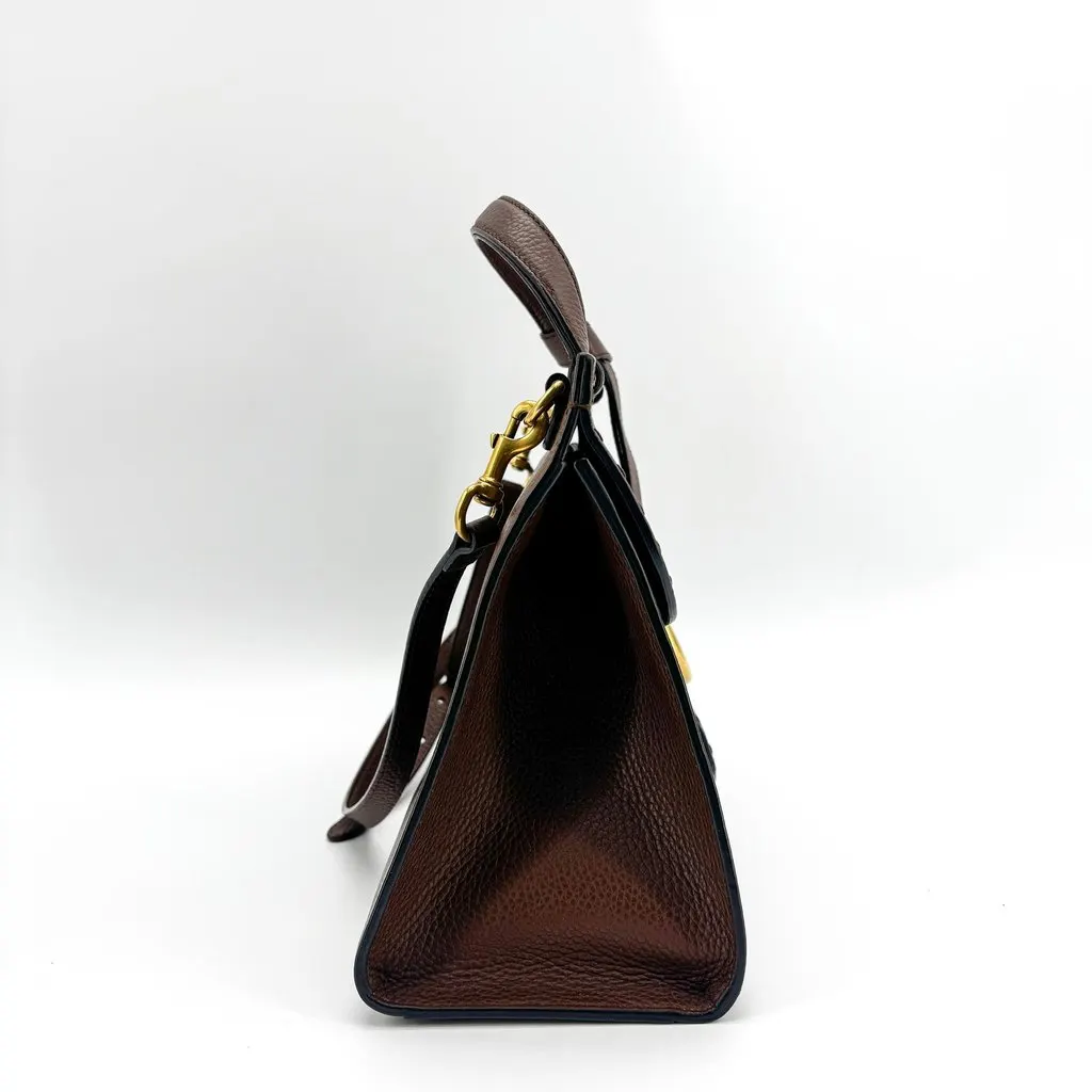 Gucci Double G Small Top Handle Bag Brown Brown Leather Good - Model View