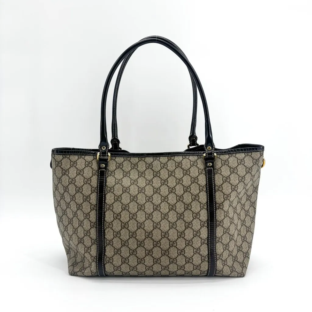 Gucci GG Supreme Joy Tote Bag Dark Brown Beige Canvas Good - Back View