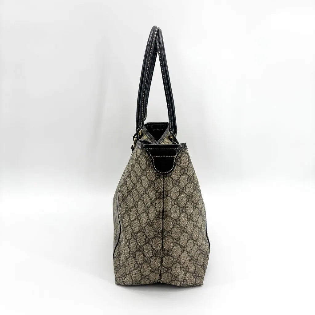 Gucci GG Supreme Joy Tote Bag Dark Brown Beige Canvas Good - Inside View