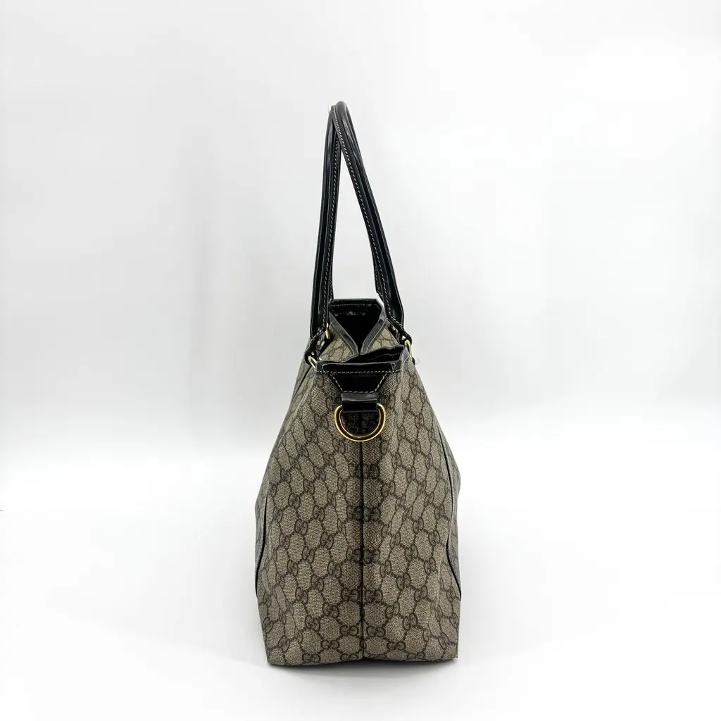 Gucci GG Supreme Joy Tote Bag Dark Brown Beige Canvas Good - Model View